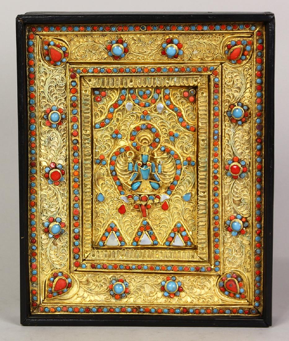 Himilayan Inlaid Gilt Plaque (1 of 2)
