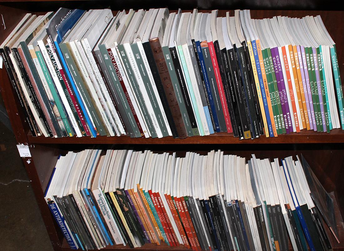 Two shelves of auction catalogs including Chinese (1 of 3)