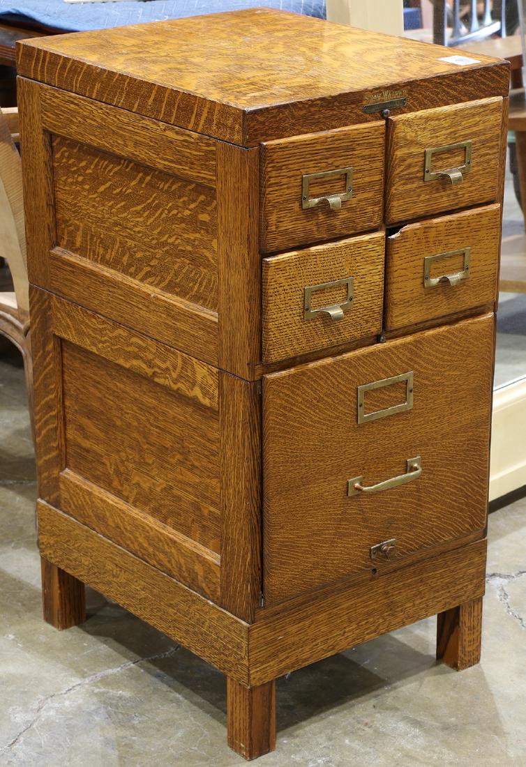 Shaw Walker quartersawn oak file and card cabinet (1 of 1)