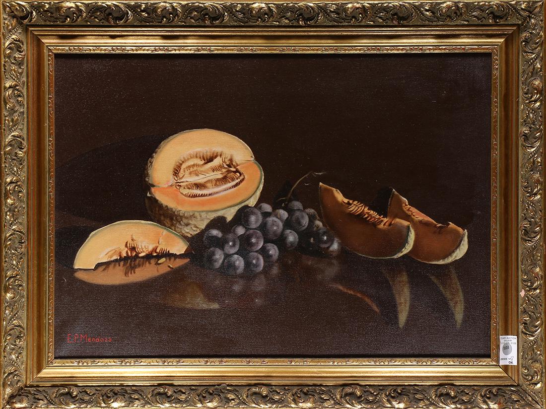 Painting, Still Life with Cantaloupe and Grapes (1 of 1)
