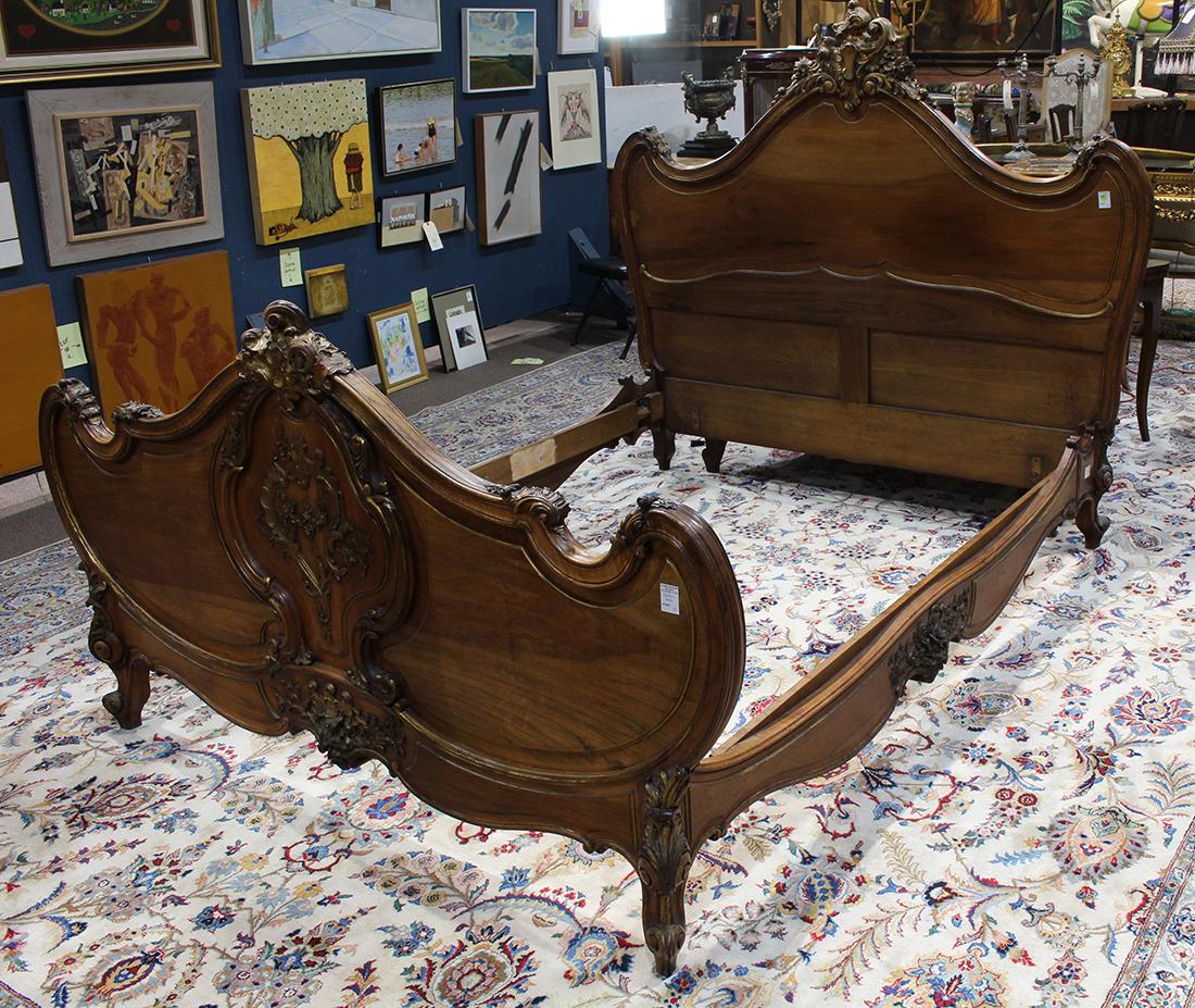 French Louis XV style bedframe circa 1895, executed in (1 of 3)