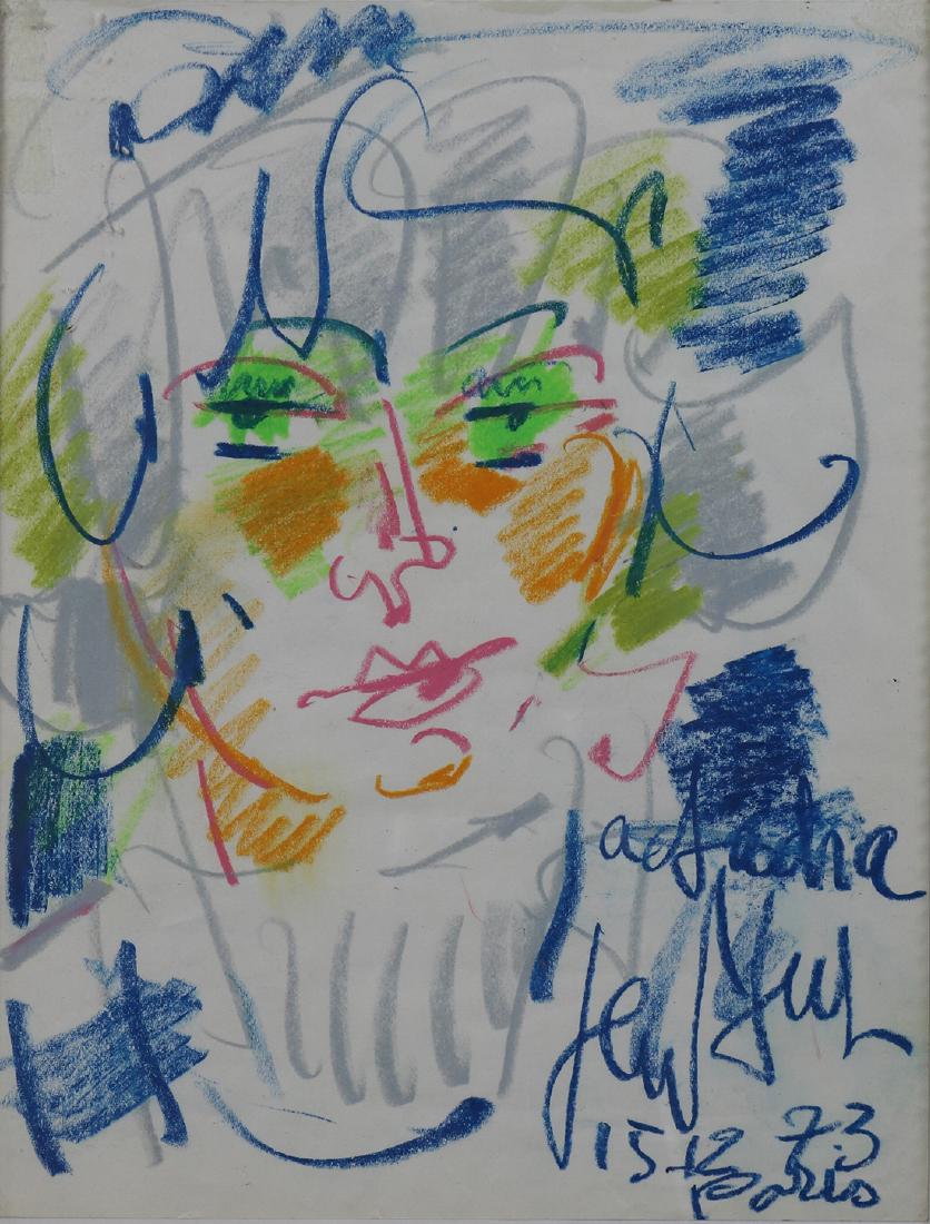 Pastel, Gen Paul: Gen Paul (French, 1895-1975), "La Sacha," 1973, pastel on paper, signed titled, and dated lower right, sheet: 10.75"h x 8.25"w overall (with frame): 14.5"h x 11.5"w