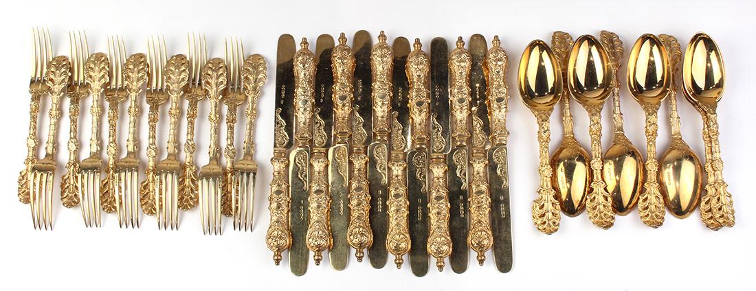 (lot of 36) Victorian gilt sterling dessert set (1 of 2)