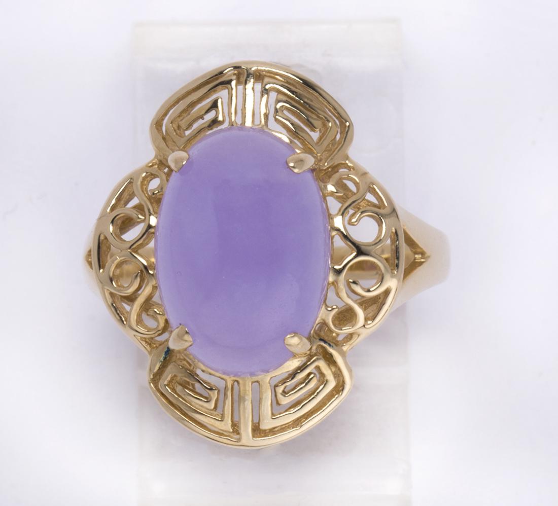 Jadeite and 14k yellow gold ring (1 of 3)