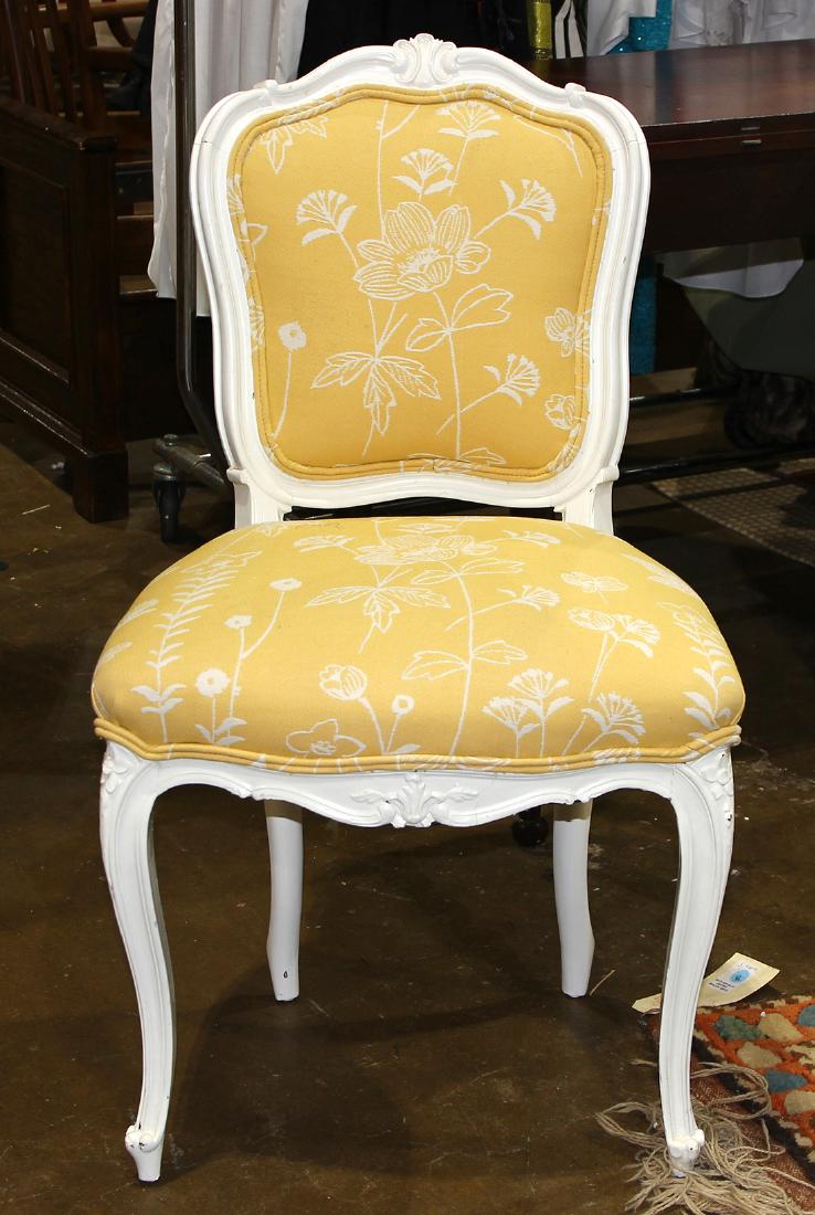 Louis XV style white lacquer parlor chair, the seat and (1 of 3)