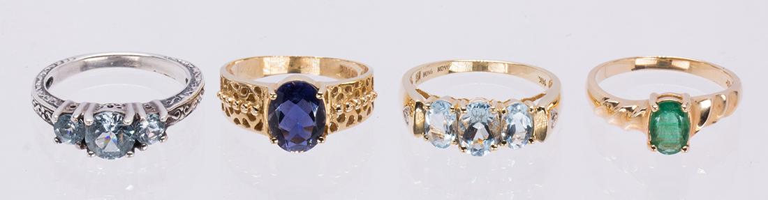 (Lot of 4) Multi-stone, 14k yellow gold and sterling (1 of 4)