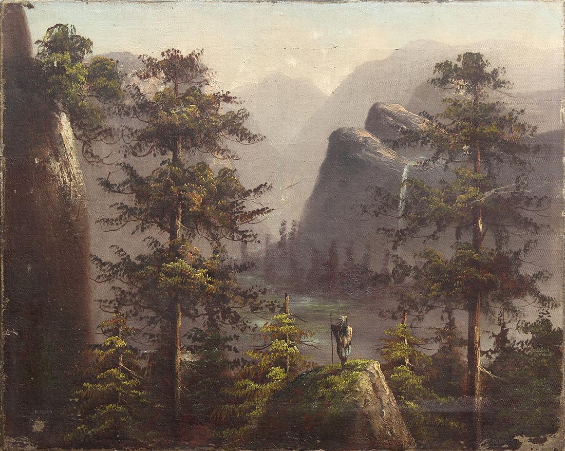 Painting, Indian Gazing at Yosemite Valley (1 of 1)