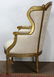 Louis XV style giltwood carved wing back bergere, - 4