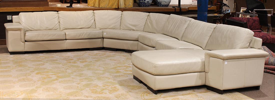 Modern beige leather sectional sofa (1 of 5)