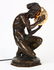 Art Nouveau patinated bronze table lamp