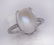 Moonstone, diamond and 14k white gold ring