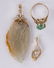(Lot of 3) Diamond, emerald crystal, jade and yellow