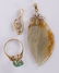 (Lot of 3) Diamond, emerald crystal, jade and yellow - 2