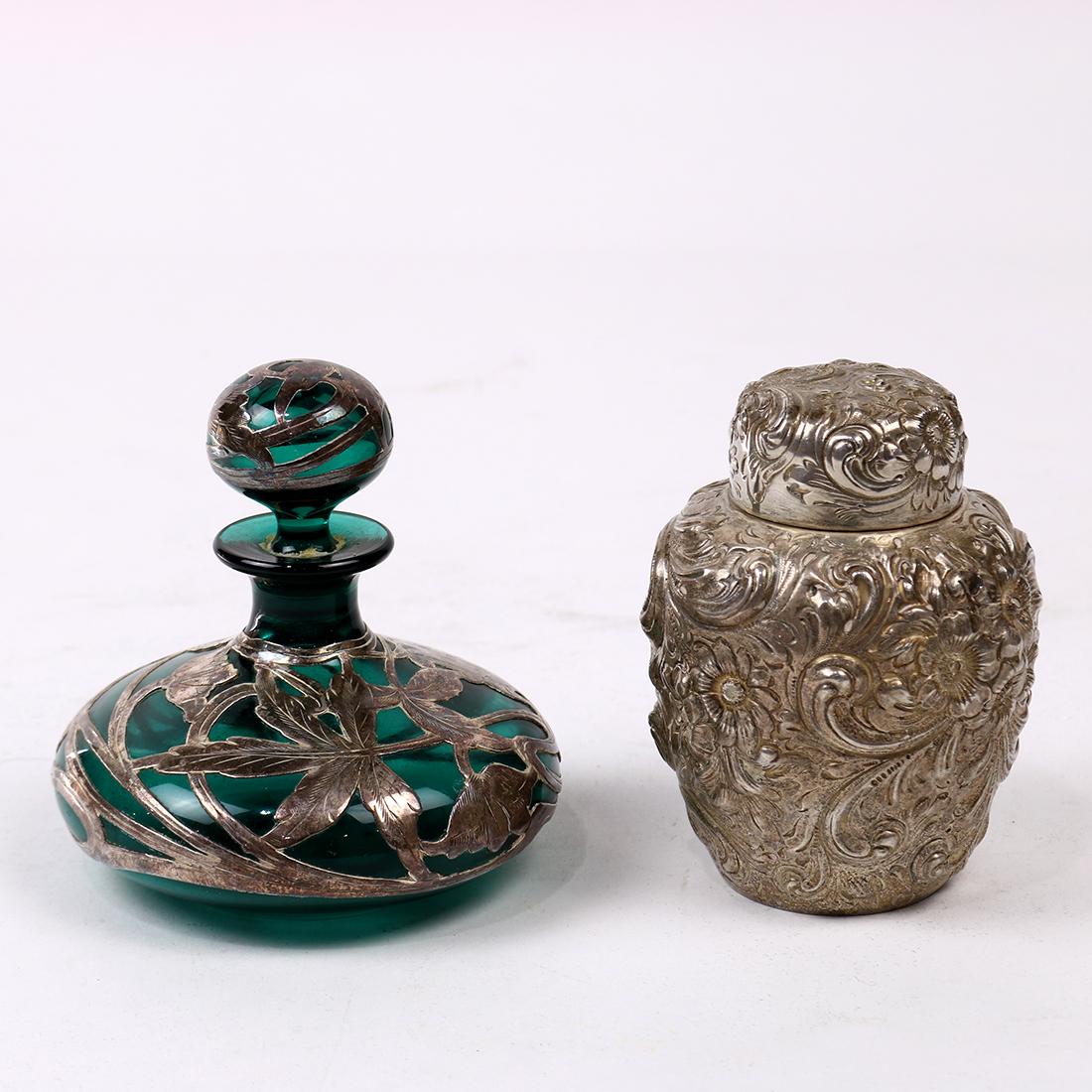 (lot of 2) Sterling and glass vanity articles, (1 of 1)