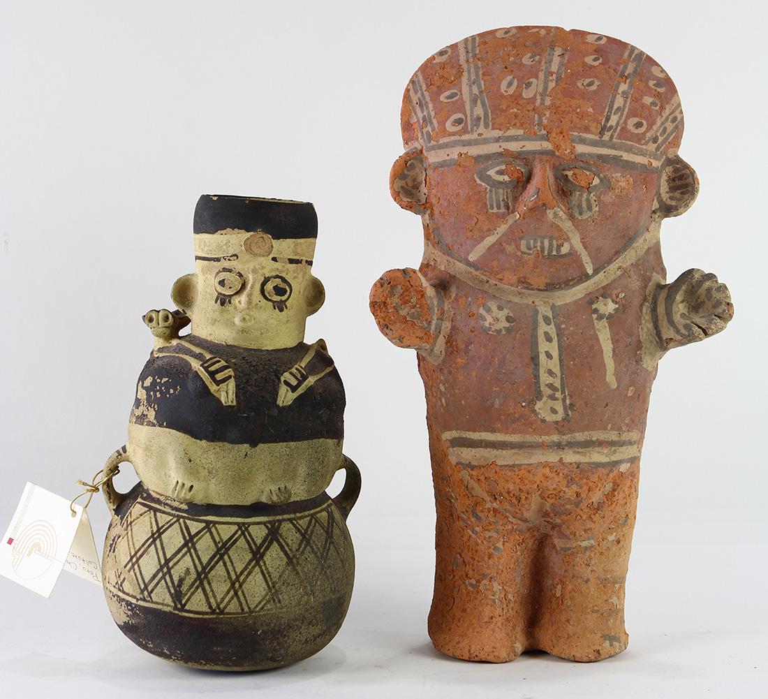 (lot of 2) Pre-Columbian ceramic moon goddess figures (1 of 3)