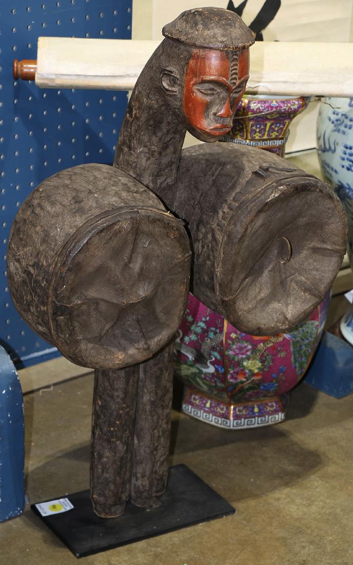 African decorative carved wood bellows, having a (1 of 1)