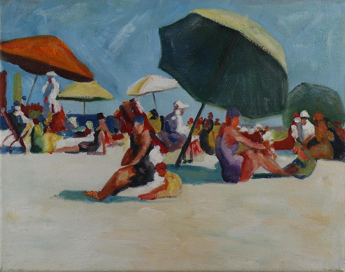 Painting, Beach Scene with Figures (1 of 1)