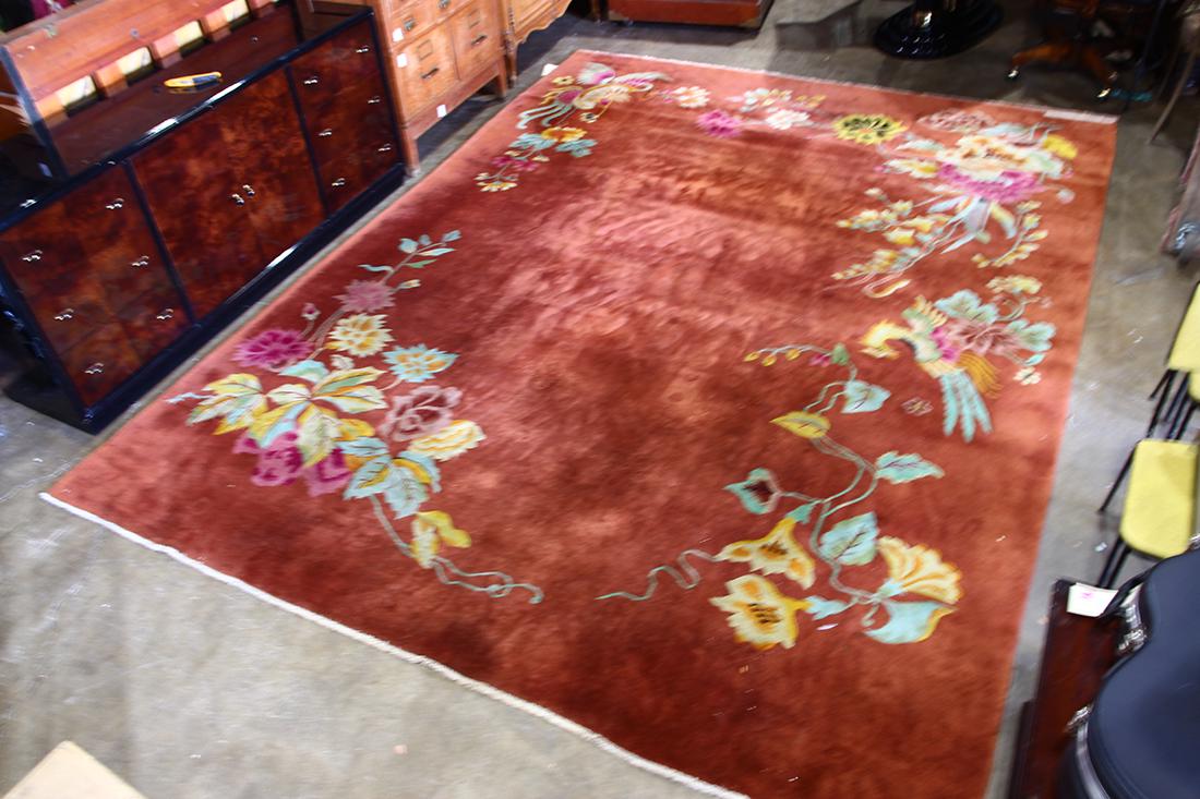 Chinese floral decorated carpet (1 of 4)