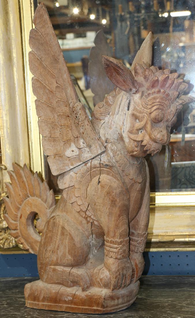 Balinese carved dragon: Balinese carved dragon, 28"h x 16"w x 25"d