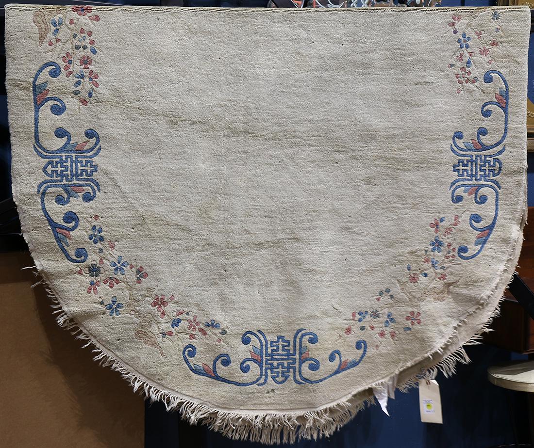 Chinese oval sculpted carpet, 8' x 5' (1 of 2)