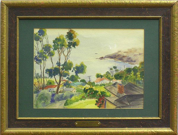 Watercolor Paul Sample Californian: Framed watercolor, Laguna Beach, by Paul Sample (Californian, 1896-1974), signed lower right, sight: 11''H x 15''W.