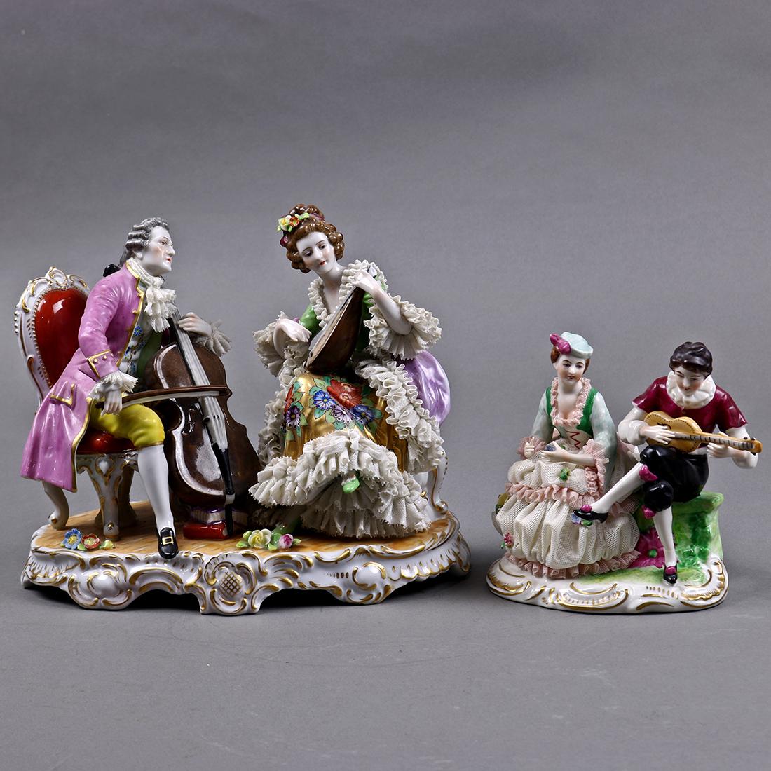(lot of 2) German crinoline porcelain figural groups (1 of 7)