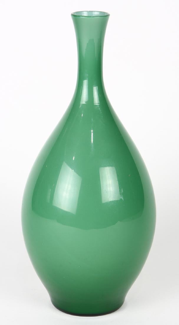 Paolo Venini 'Incamiciato' vase circa 1950: Paolo Venini 'Incamiciato' vase circa 1950, executed in pale jade green incamiciato glass, signed with circular acid stamp Venini Murano Italy' 11.5"h Literature: Franco Deboni, 'Venini Glass: It's Hi