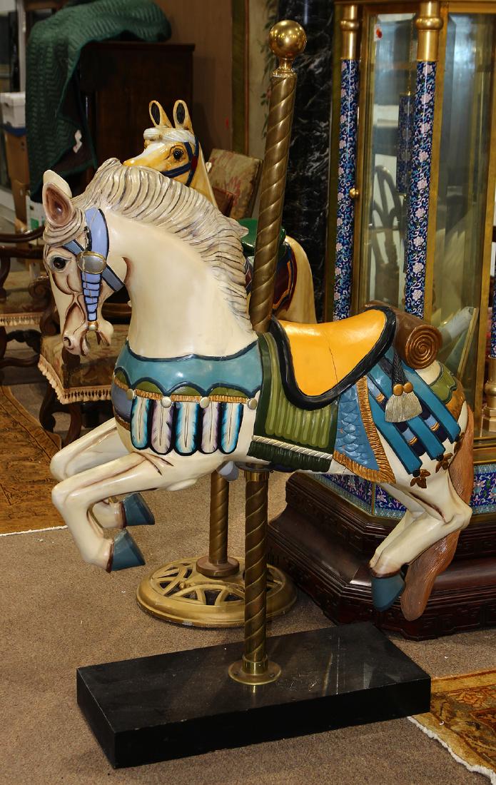 Wood carved polychrome decorated carousel-style horse (1 of 5)