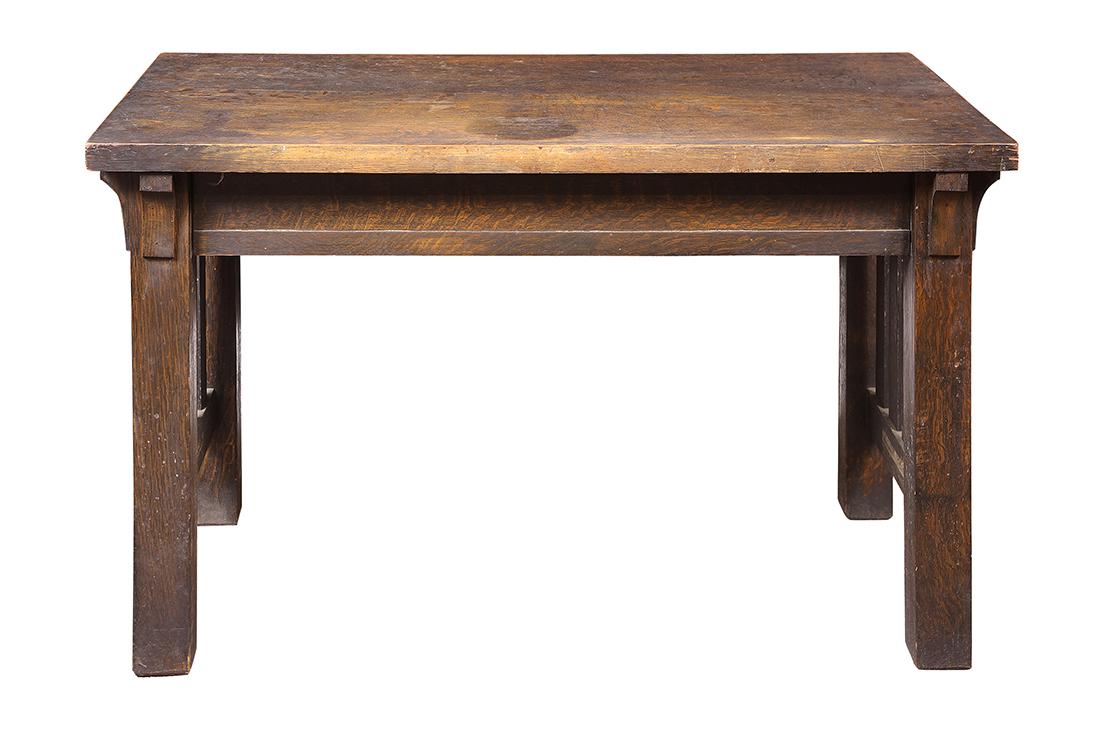 Arts and Crafts quartersawn oak library table (1 of 4)