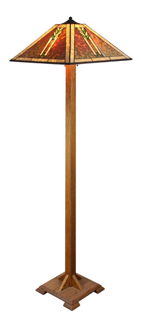 Arts and Crafts style quartersawn oak floor lamp (1 of 4)