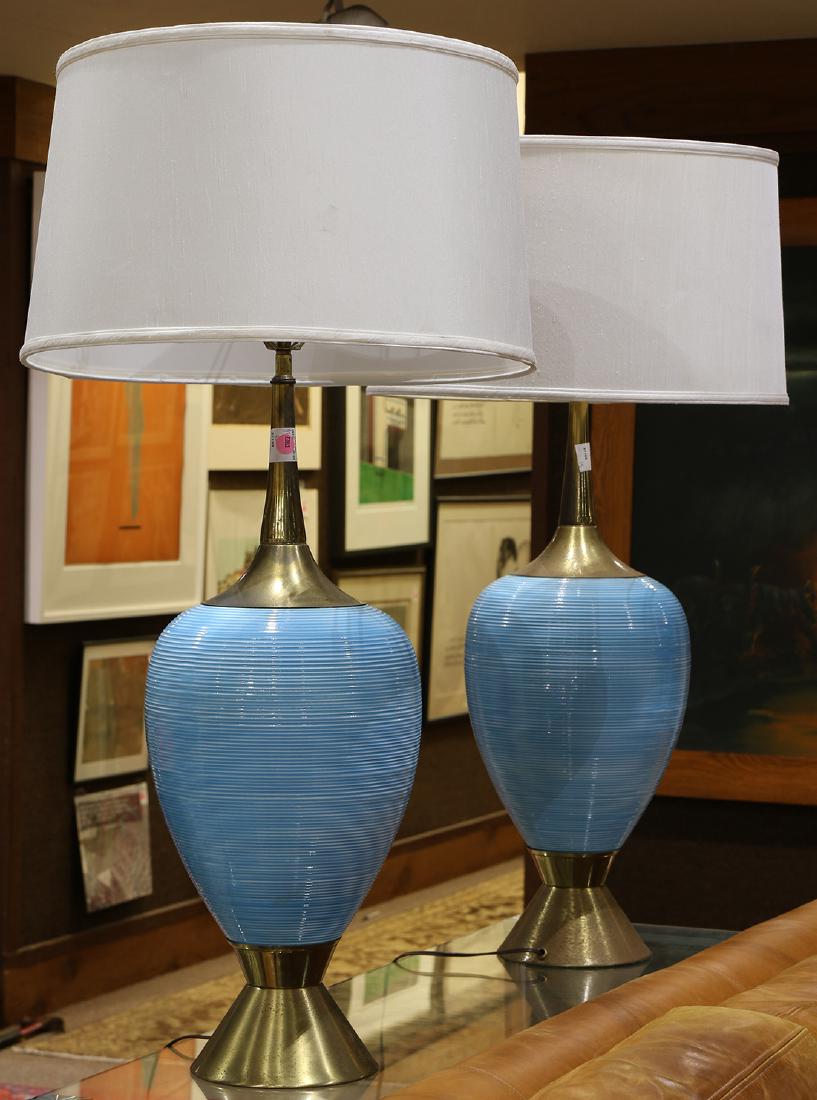 (lot of 2) Mid-Century Modern brass and ceramic table (1 of 3)