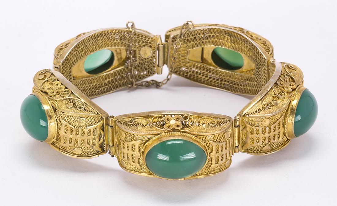 Chrysoprase and silver gilt bracelet (1 of 3)