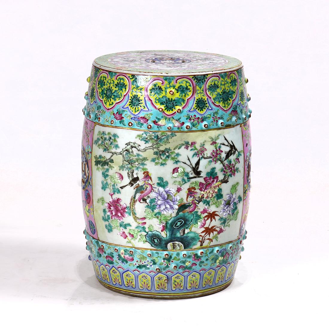 Chinese Porcelain Garden Stool, Birds (1 of 6)