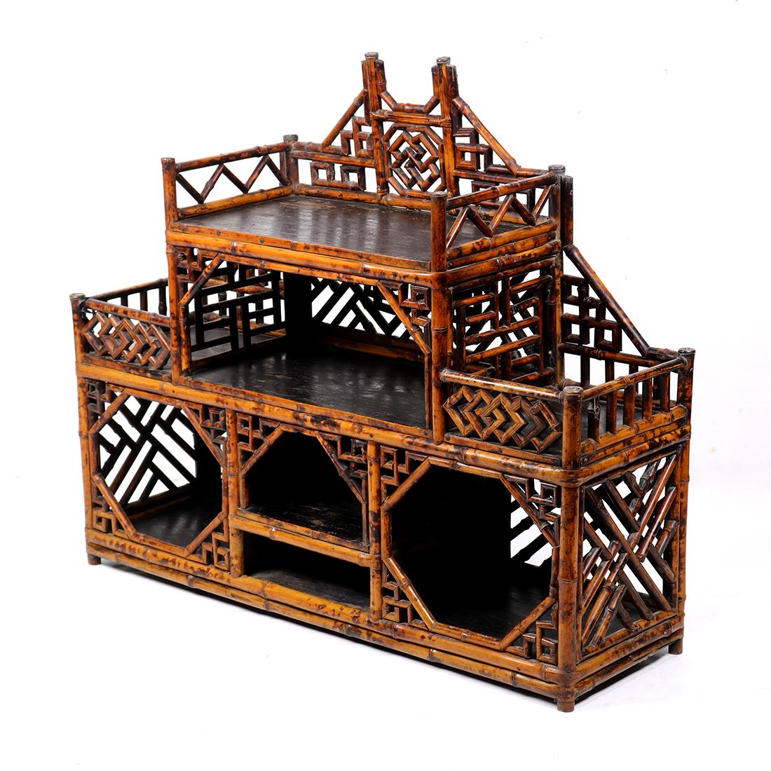 Chinese Bamboo/Lacquered Display Shelf (1 of 5)