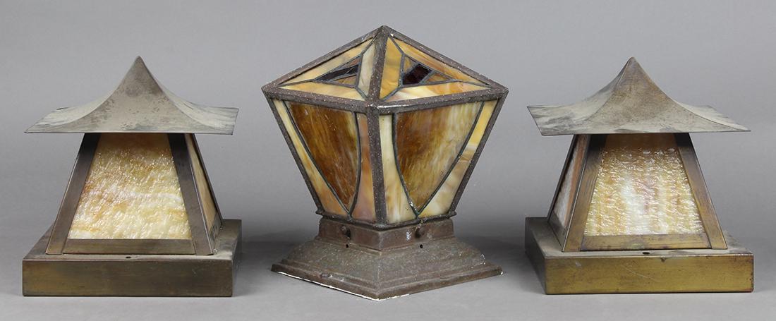 (lot of 3) Arts and Crafts post lantern group, (1 of 4)
