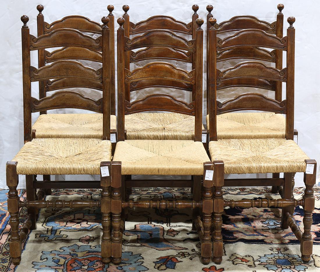(lot of 6) Provincial ladder back chairs (1 of 2)