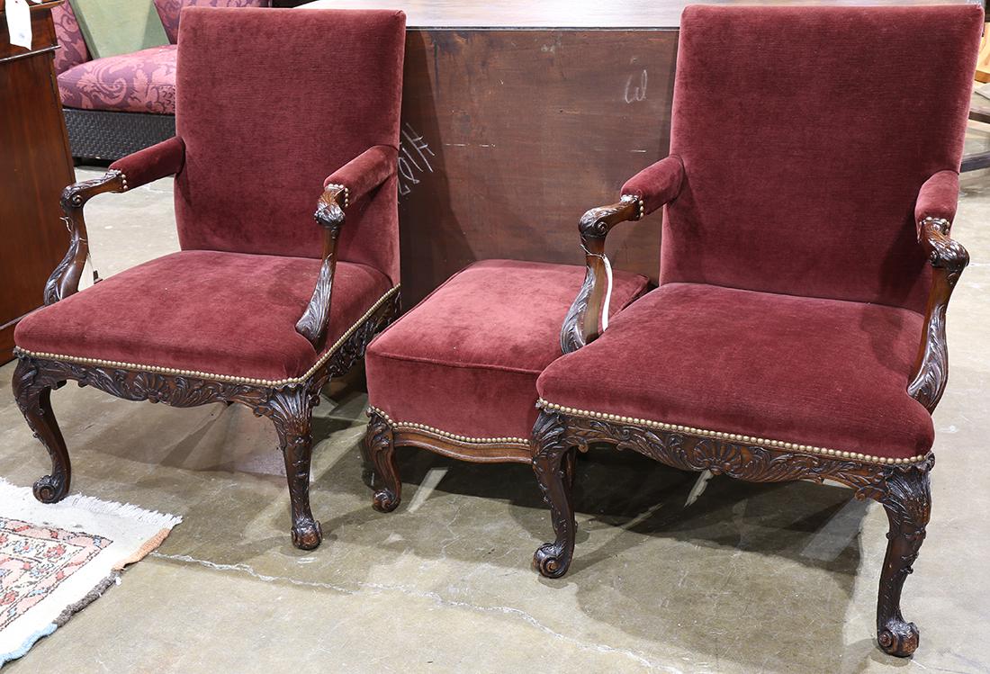 (lot of 3) Georgian style seating group (1 of 2)