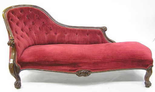 6511 Victorian Carved Rosewood Recamier Sofa