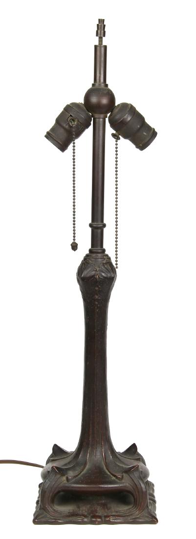 Handel patinated lamp base, having a two light cluster (1 of 3)