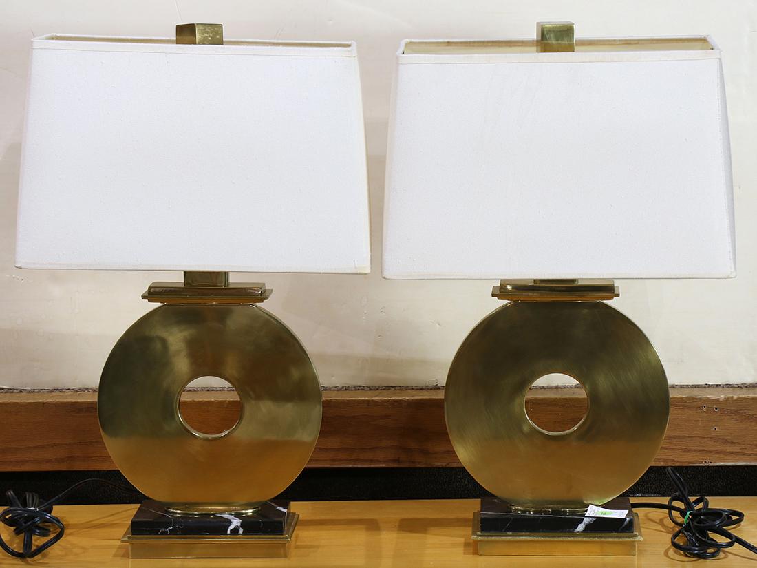 Pair of Robert Abbey brass "O" table lamps (1 of 2)