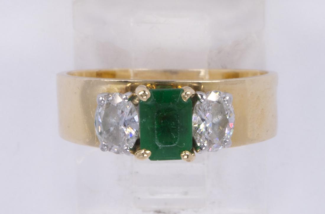 Emerald, diamond, platinum and gold ring (1 of 3)