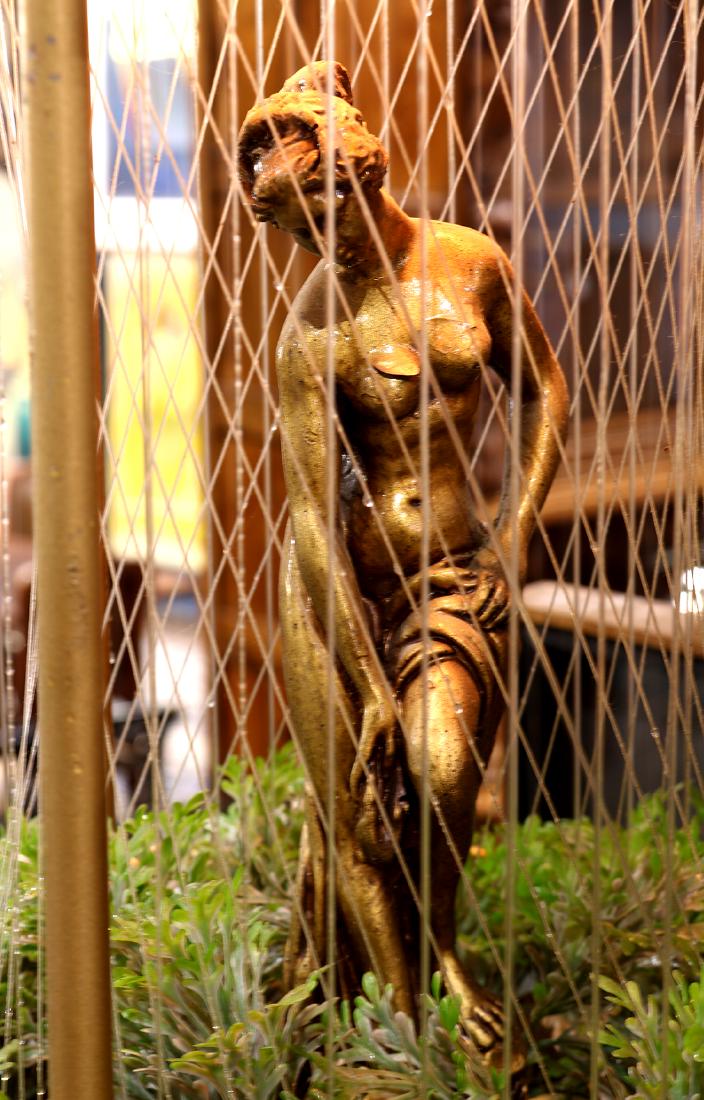 Mid-Century Modern "Rain" oil lamp fountain, 33"h: Mid-Century Modern "Rain" oil lamp fountain, 33"h