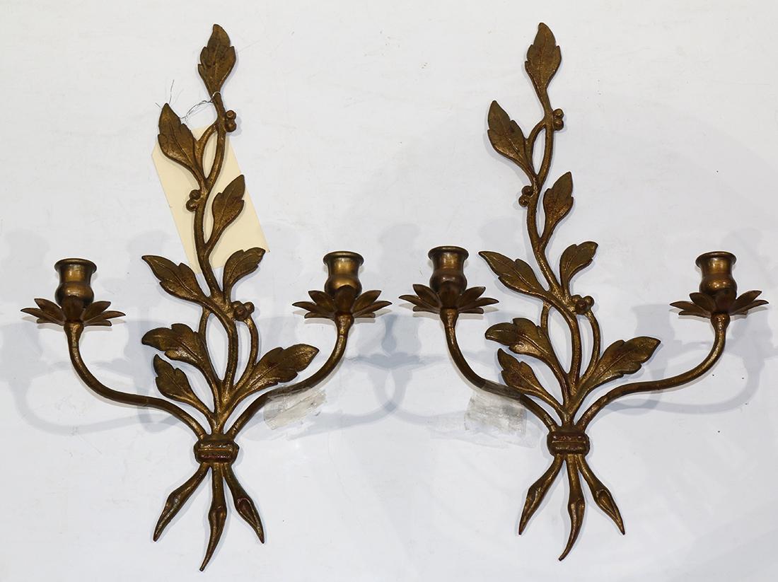 Pair of Continental gilt metal wall sconces (1 of 1)