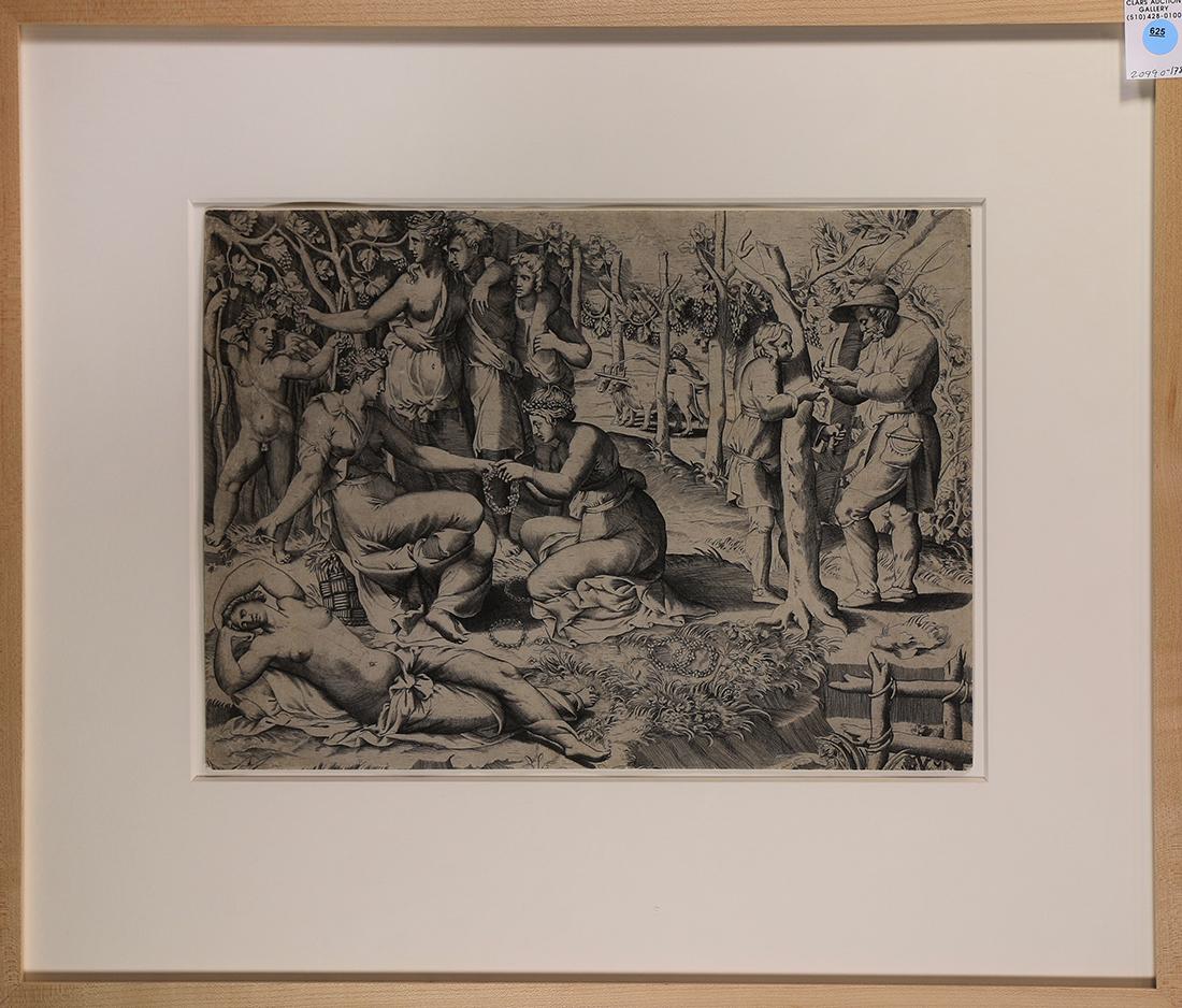 Print, The Celebration of Demeter: Continental School (18th century), The Celebration of Demeter, engraving, unsigned, sheet: 12.25"h x 16.75"w, overall (with frame): 22"h x 26"w; Property from the Sterling Vineyard Winery Art Collecti