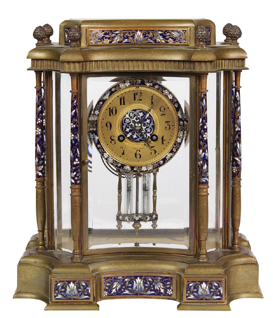 French champleve decorated mantle clock (1 of 8)