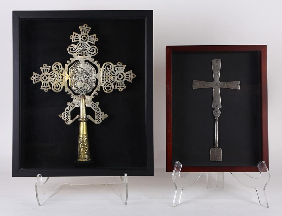 Framed Ethiopian bishop's crozier (1 of 5)