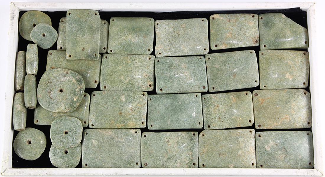 Pre-Columbian style jade and greenstone pectoral breast (1 of 2)
