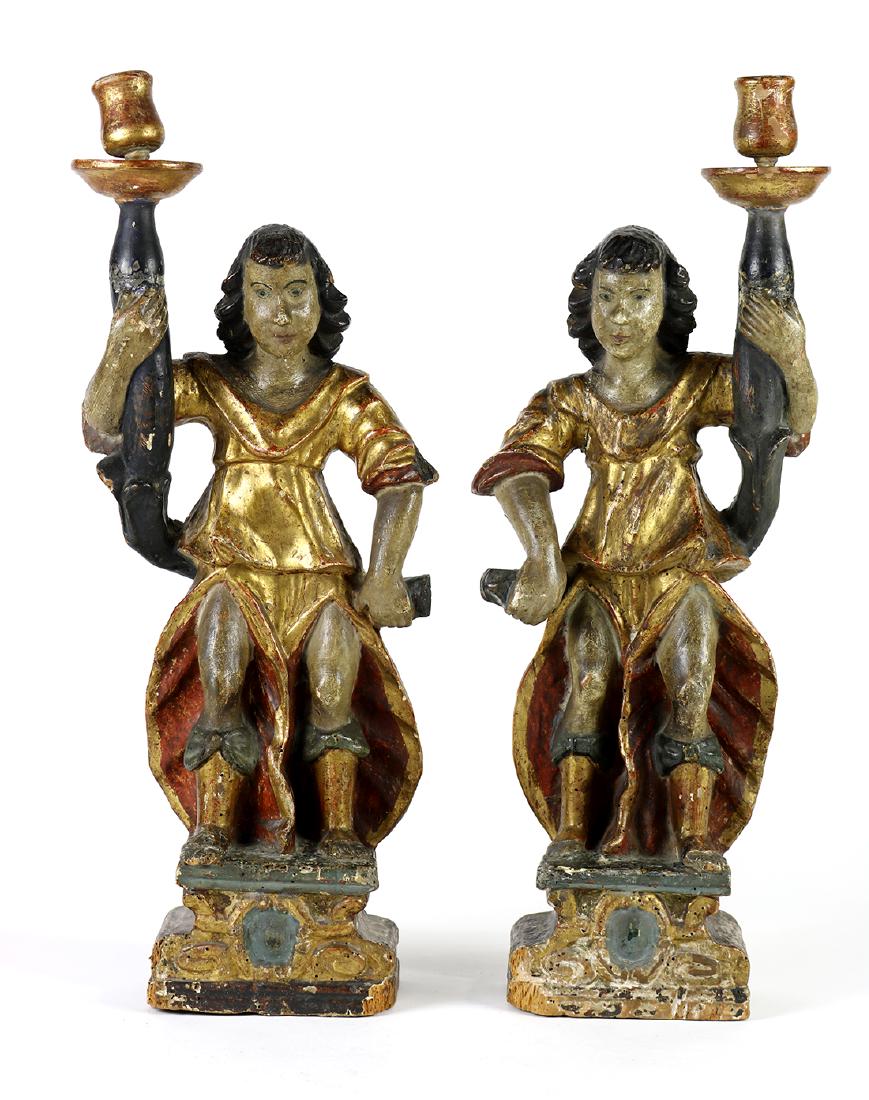 Pair of Italian figural candle holders circa 1690 (1 of 6)