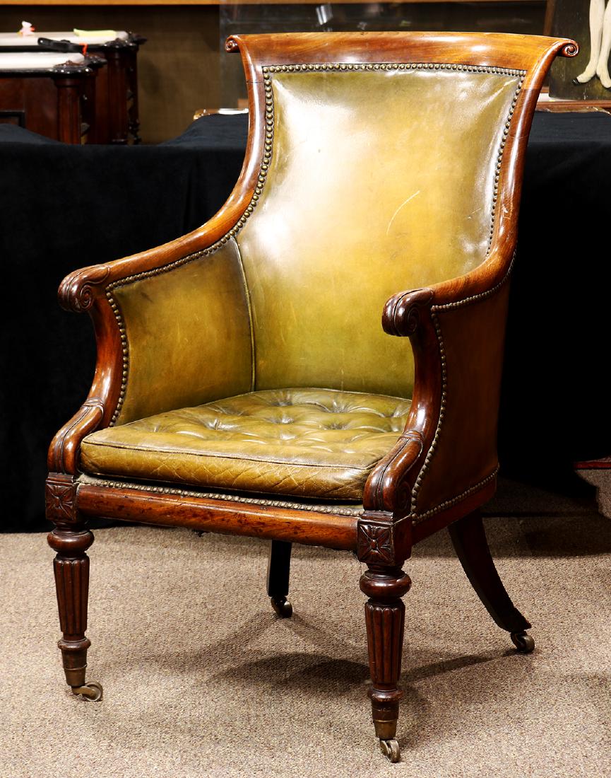 English Regency leather library club chair (1 of 5)