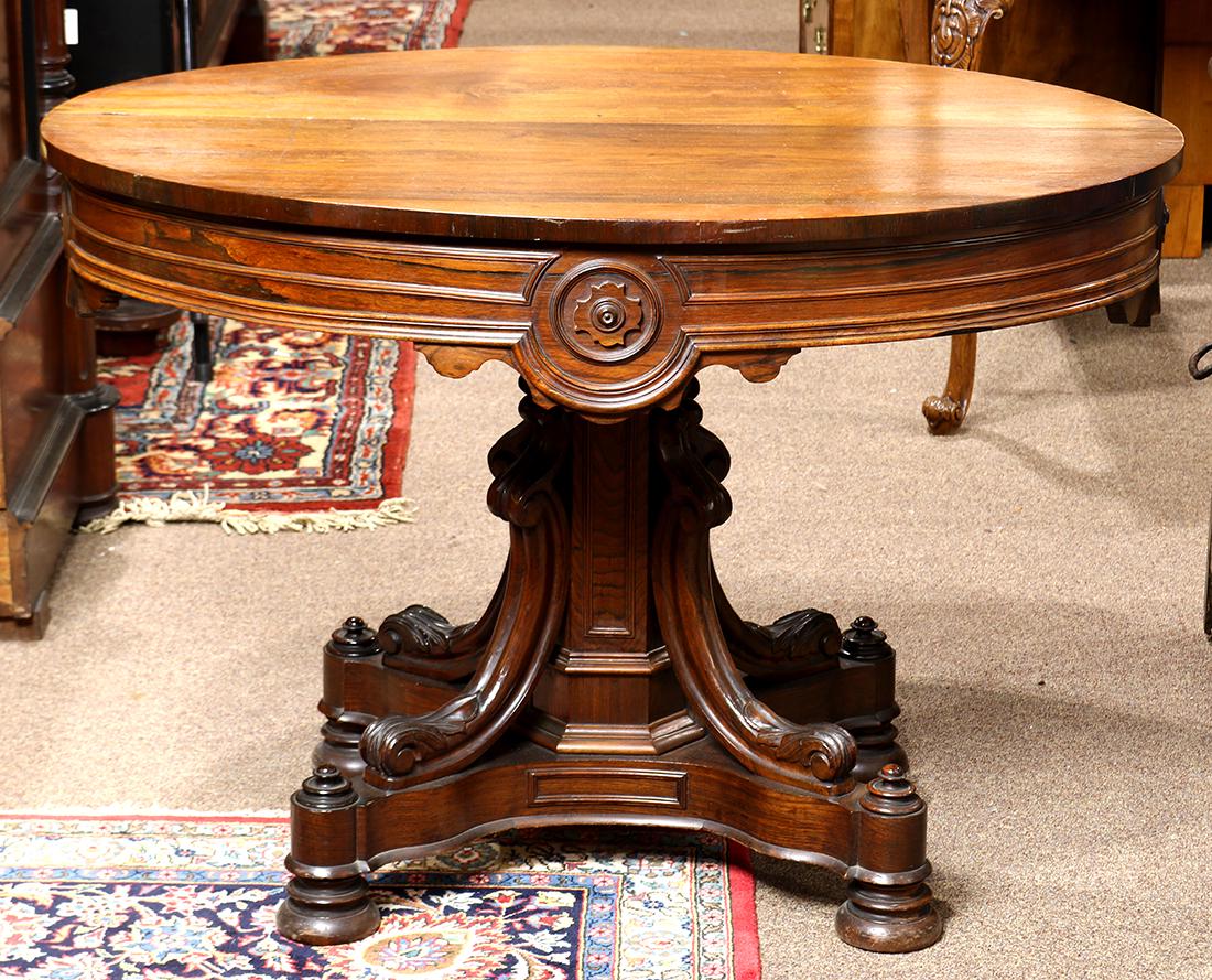 Renaissance Revival rosewood center table attributed to (1 of 3)